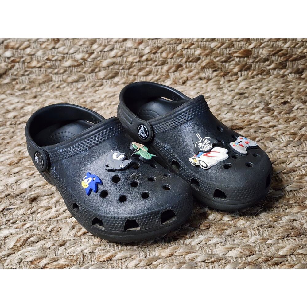 Crocs Classic Clog Little Kid Size C11 Black With Jibbitz Star Wars